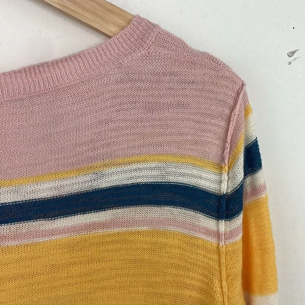 Moth Anthropologie Pink Striped Sweater pullover Lightweight size Medium